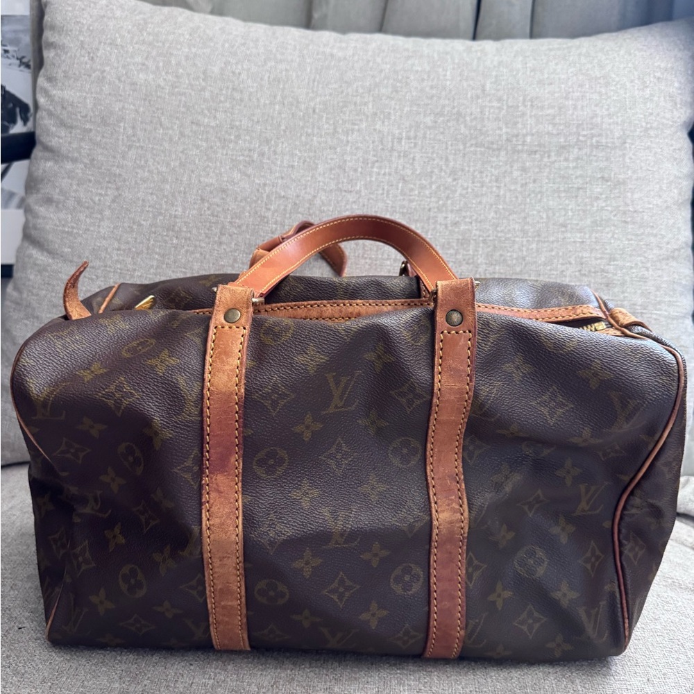 Louis Vuitton Monogram Canvas Duffel Bag with Tan Accents